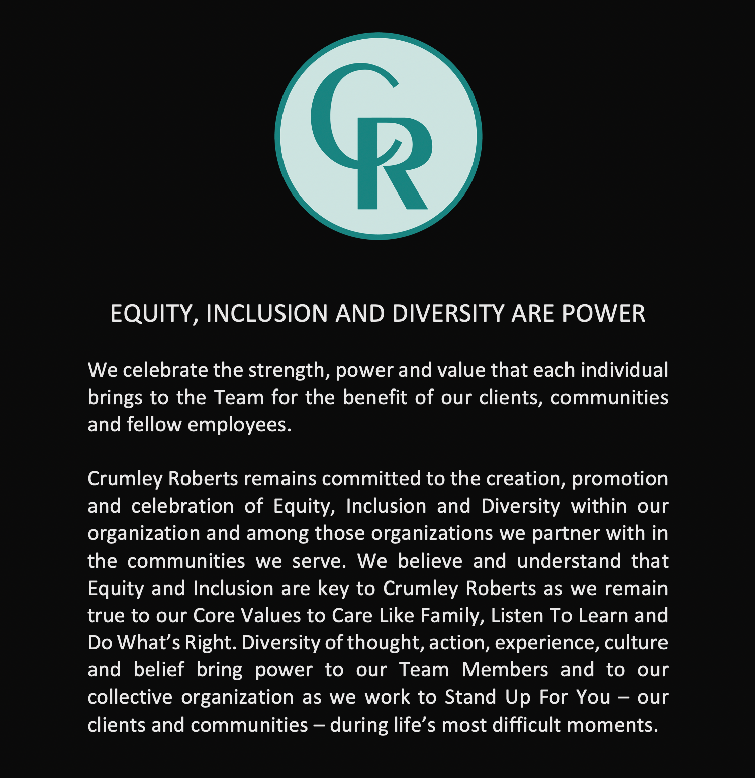CR Equity, Inclusion and Diversity Statement